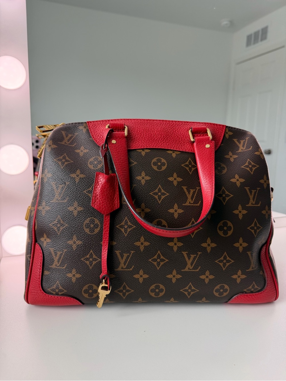 Louis Vuitton Retiro NM Monogram Canvas Coquelicot Red Satchel Bag w/ Lock Keys - Picture 1 of 11